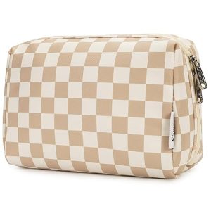 Checkered Makeup Bag Travel Cosmetic Bag